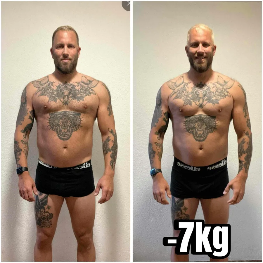 Vorher-Nachher Transformation, 7 Kilogramm abgenommen